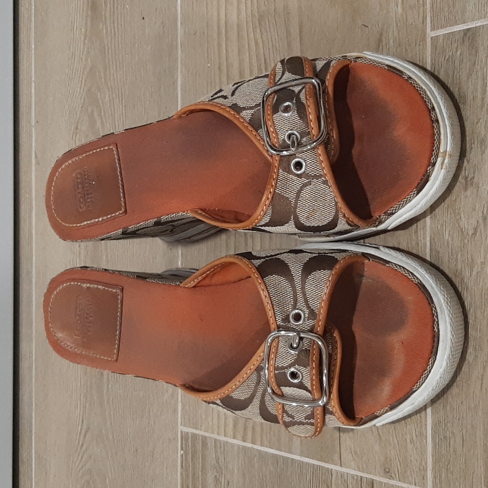 Coach Wedge Logo Sandals